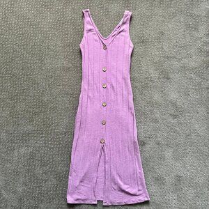 Need Supply Button Up Lilac Purple Sleeveless Midi Dress Sundress Small S